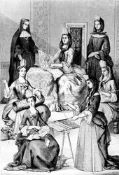 Madame de Saint-Cyr, une religieuse, une novice et des jeunes filles des quatre classes